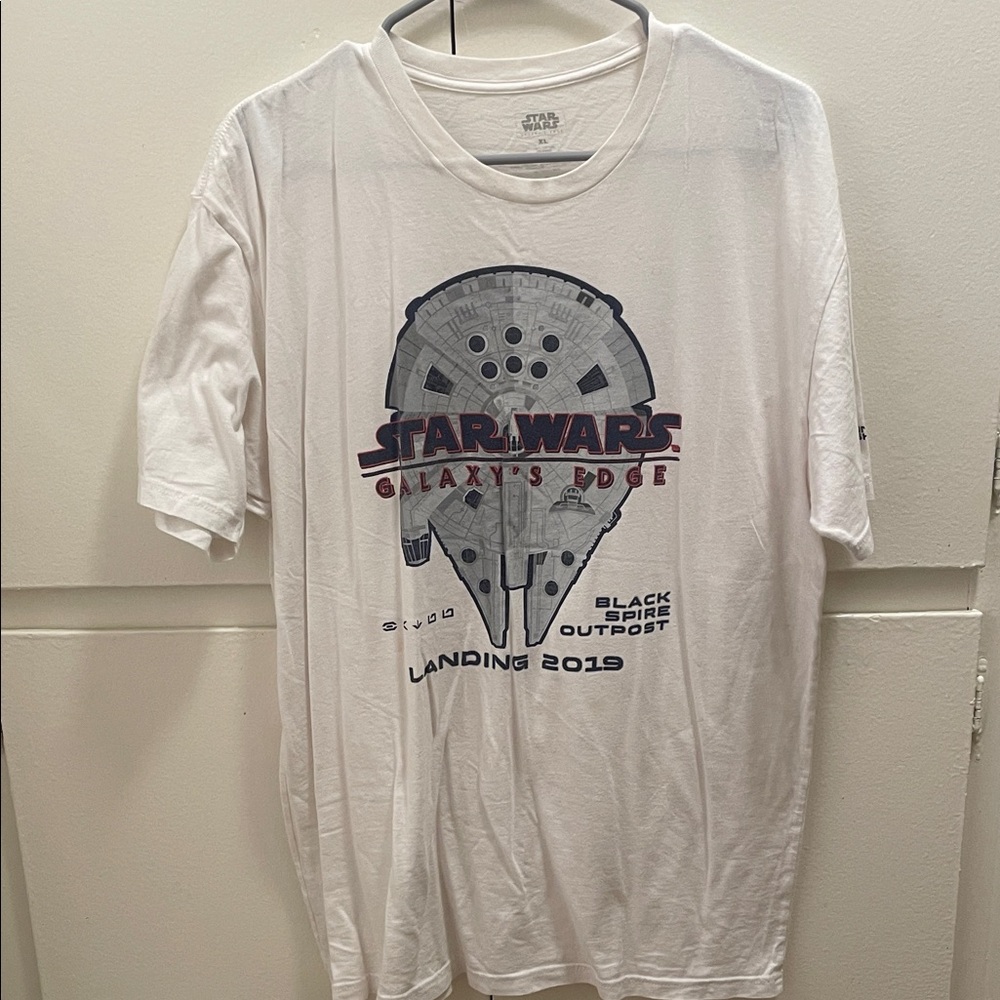 Star Wars Galaxy's Edge White T-Shirt with Millennium Falcon
